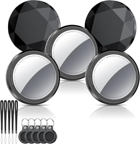 New [Apple MFi Certified] (iOS Only) Air Tracker Tags-5 Pack, QCOQ Bluetooth 5.3 Tracker for Apple Find My, Replaceable Battery, Anti-Lost Item Finder for Travel, Car, Luggage, Key and More, Black