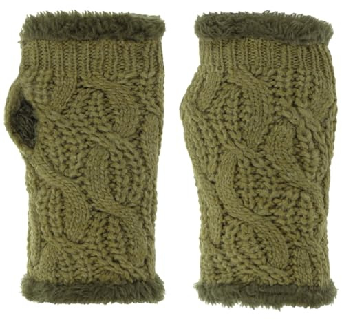 Seeberger Cable Knit Strickstulpen Stulpen Pulswärmer Damen - mit Futter, Futter Herbst-Winter Winter
