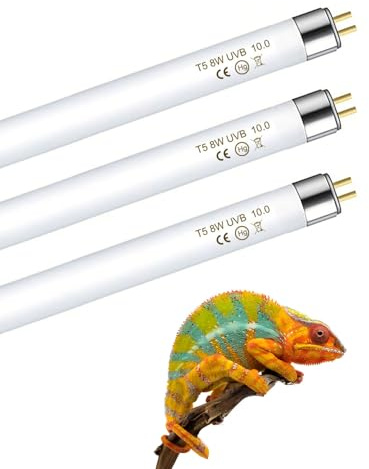 MouMouPurr 3 Pack T5 10.0 UVB Reptile Light Bulb 8W 12 Inch, UVA UVB Lamp for Bearded Dragons, Chameleons, Turtles, Tortoises, Lizards - Desert & Tropical Reptiles