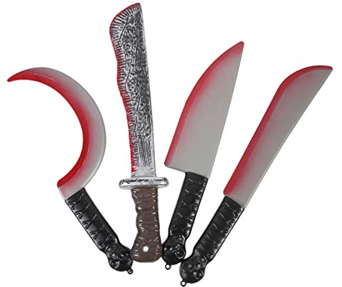 UPKOCH 4 pièces Couteaux Plastique Réalistes Ensanglantés pour Décorations et Accessoires de Farces Halloween Jouets pour Ambiance Effrayante