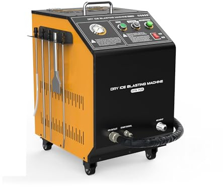 QPKING Trockeneisstrahlgerät HTS705, 5-kg-Trockeneisbehälter | 3-mm-Pellets, einstellbare Trockeneiszufuhr, Druckanzeige, externe Druckluft erforderlich, Kfz-Werkstatt und Wartung