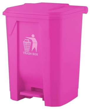 DUAS 30/50/80L Pedal Bin – Large Recycling & Rubbish Dustbin for Kitchen, Home & Office – Durable Plastic Waste Trash Bin with Foot Pedal & Lid (Pink, 80L)