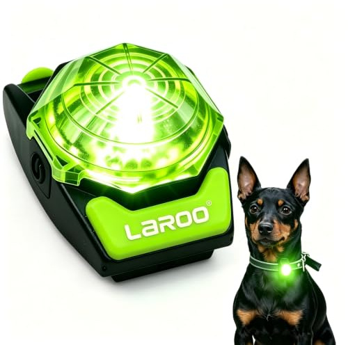LaRoo Hundelicht, USB-C wiederaufladbares LED-Sicherheitshalsbandlicht, 3 Modi, wasserdicht, 13 g Ultraleicht, für kleine Hunde beim Nachtspaziergang, Camping im Freien (Green)
