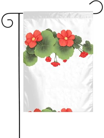 YYHWHJDE Red Begonia flowers Printed Garden Flags 12x18in for Yard Decoration with 3cm Pole Position Width (Flag Only, No Flagpole Included)