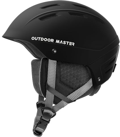 OutdoorMaster Casco de esquí para hombre/mujer modelo Kelvin II – Ventilación ajustable y sistema de ajuste de rueda – Forro extraíble, certificado ASTM, para esquí y snowboard