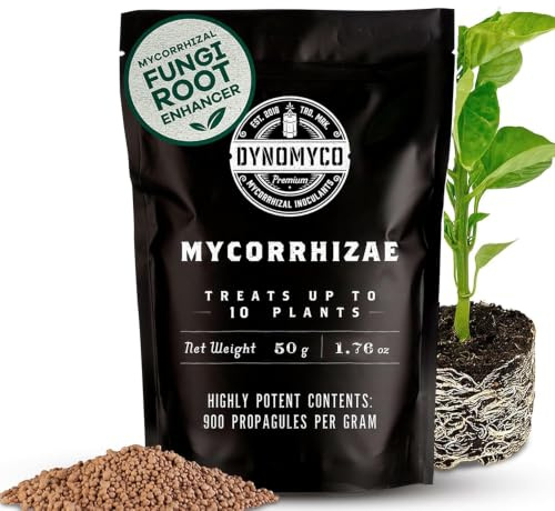 DYNOMYCO Mycorrhizal Fungi Inoculant, 50g/1.76oz | Boosts Root Growth, yields & nutrient uptake with 900 propagules/g granules, OMRI compliant, Seed Starter Soil Mix compatible