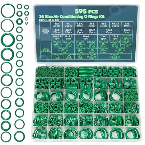 AC O-Ringssats | 595 Delar Bilreparation Tillbehör,Luftkonditionering O-ringar Assorteringssats - För Vattenanslutningar Rörledningar Tätningar Läckage Reparation