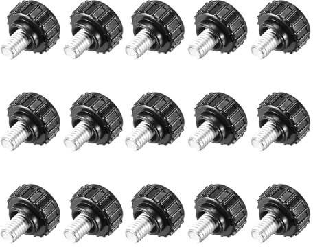 QUARKZMAN Lot De 15 Boutons De Serrage Moletés Poignées Vis M6 x 8 mm Noir | À Pouce Boulons Boutons, Filetage Mâle, Tête De 18 mm Pour Electronics Automotive Furniture Assembly Wood Working