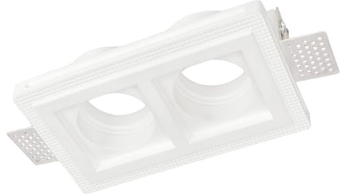 Vetrineinrete® Portafaretto da incasso in gesso a scomparsa quadrato doppio diffusore supporto per faretti gu10 e mr16