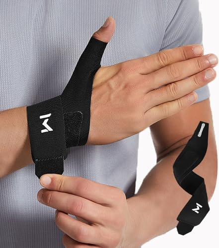 FVVWVV Elastic Thumb and Wrist Support Brace for Mild Carpal Tunnel Tendonitis Arthritis Sprains,Wrist Compression Strap for Sports Work Typing Sleeping (Black-Right Hand)