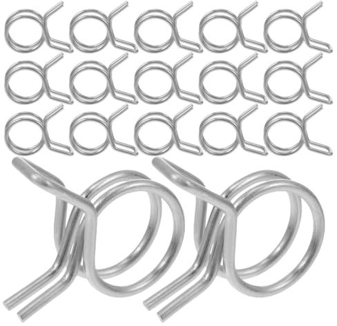 Kisangel 50pcs 9mm Inner Diameter 304 Stainless Steel Double Wire Spring Hose Clamps Adjustable Small Tube Clips for Air, Water, Fuel Pipes, DIY Garden and Pool Accessories