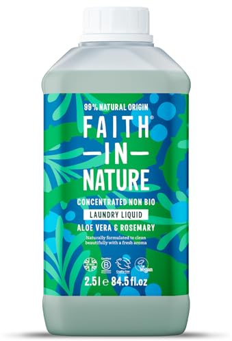 Faith In Nature Natural, Super Concentrated, Laundry Liquid with Aloe Vera and Rosemary Oil, Vegan and Cruelty Free, No SLS, Parabens or Phosphates, 2.5 L Refill Pack