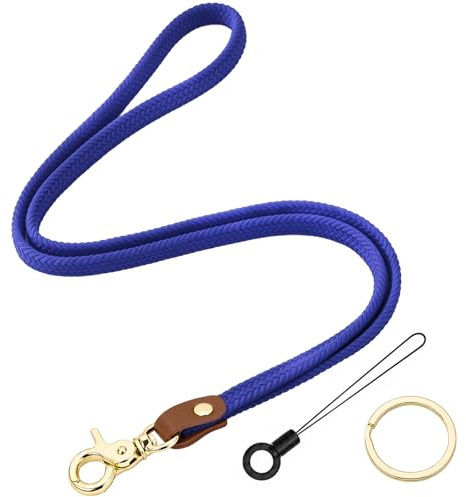 Segus Schlüsselband Blau, 1 Stück Schlüsselband zum Umhängen, Lanyard Geflochten, Umhängeband mit Karabiner, Lanyard für Ausweishüllen, Sportpfeifen, Schule, Büro
