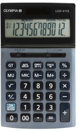 OLYMPIA LCD-4112 Taschenrechner Blau – kompakter LCD Rechner – praktischer Taschenrechner für Büro, Schule, Studium, Homeoffice & Haushalt