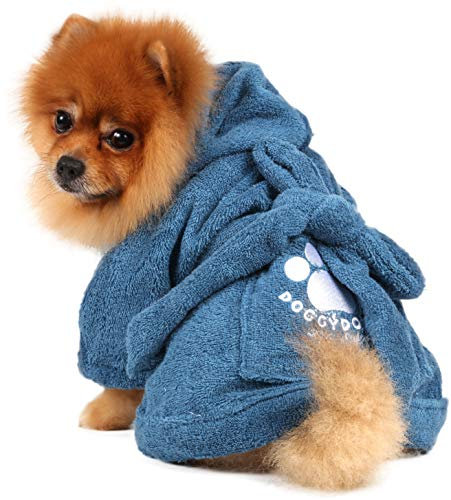 Doggy Dolly DRF019 Bademantel für Hunde, blau, Größe : L