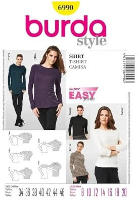 burda style Schnittmuster Damen Langarmshirts #6990 Gr. 34-46 | Papier
