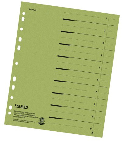 100 FALKEN Trennblätter / grün / 230 g/m² / DIN A4