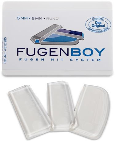 Fugenboy® patentierter Fugenglätter 3er Set | Deutsche Herstellung | Silikon-Fugen Abzieher | Ideal als Fugenspachtel für Fliesen & Edelstahl | 5mm, 8mm, Rund | Zur Fugen-Versiegelung