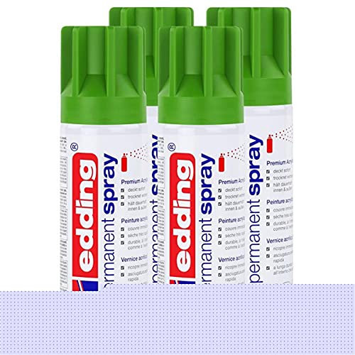 edding Permanent Spray Premium-Acryllack gelbgrün 200ml RAL 6018 – seidenmatt – Sprühlack deckt sofort, trocknet extrem schnell und hält dauerhaft innen & außen, für Glas, Metall uvm. (4er Pack)