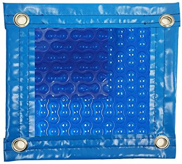 International Pool Protection Manta TÉRMICA (10x3.5m) DE 500 MICRAS Geo Bubble con Refuerzo EN Todo EL Contorno + Cubierta DE PROTECCIÓN para COBERTOR Solar + ENROLLADOR TELESCÓPICO.