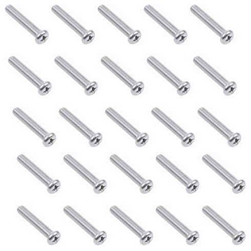 M8-1.25 x 45mm 304 Stainless Steel Cross Phillips Machine Screw Bolt for Samsung KS8000 Series TV Wall Mount Bracket, Fully Threaded 25pcs