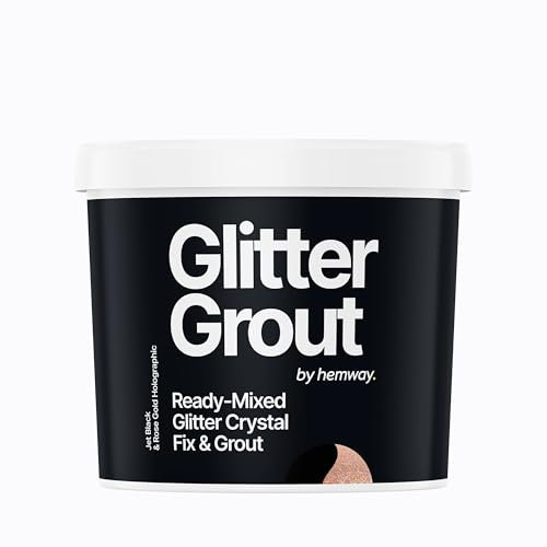 Hemway 2.5 L / 4.5 kg Rose Gold Holographic Glitter with Jet Black Grout | Ready Mixed & Easy to Use | Suitable for Kitchen & Bathroom | Waterproof & Mould Resistant | Non-Toxic & Cruelty Free