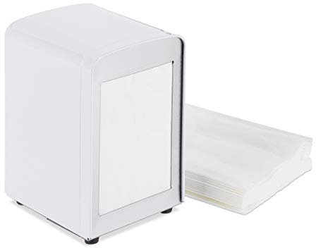 relaxdays Portatovaglioli da Bar, retrò, Salviette Piccole, per Gelaterie, caffè, Bistro, HxLxP: 15x9,5x11, Bianco, Acciaio