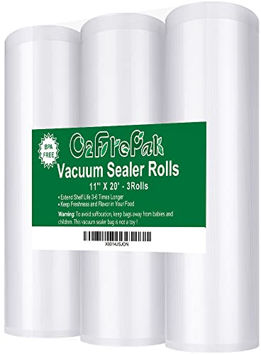 O2frepak 3 Vakuumfolienrollen 28x600cm für Lebensmittel Vakuumiergerät | BPA-frei,LFGB,Kochfest und Sous Vide Gefrierbeutel,Profi Vakuumierbeutel Lebensmittel
