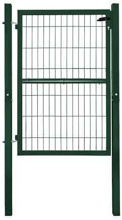 V2Aox Gartentor Tor für Gartenzaun Zaun 140 cm hoch Gartentür aus Metall für Stabmattenzaun Abschließbar inkl. Pfosten Grün