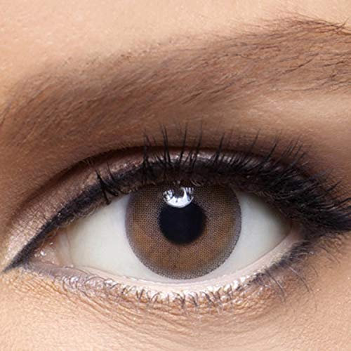 ANESTHESIA farbige Kontaktlinsen L.A. CINNAMON (Dioptrien -0.00)– stark deckende Monatslinsen der USA Serie für 6 Monate, Hellbraune Farblinsen, perfekt für dunkle Augen