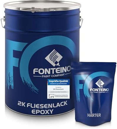Fonteino 2K Fliesenlack Fliesenfarbe Wandfliesen Bodenfliesen - Perlweiß 5Kg