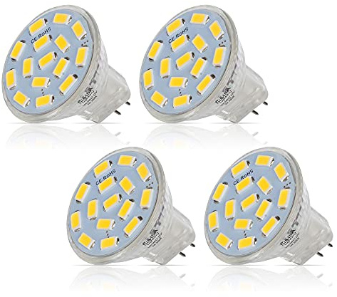 Simba Lighting LED MR11 Flood Light Bulbs (4 Pack) 12V 3W 20W Halogen Replacement 2-Pin 240lm for Landscape, Accent, Track Lights, and Christmas Tree Fiber Optics, GU4 Bi-Pin Base, 5000K Daylight