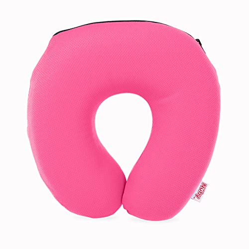 Nuby Coussin de Voyage en Mousse à Mémoire de Forme – Oreiller de Voyage Douillet – 0+ Mois – Rose