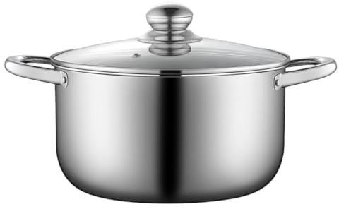 Luxshiny Stainless Steel Soup Pot with Glass Lid 8.66 in Stockpot Brushed Finish Large Capacity Cooking Pot for Induction Hob and Other Stoves Corrosion Resistant Kitchenware