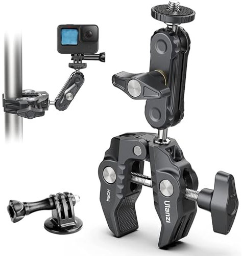 ULANZI R094 Super Clamp Camera Clamp Monitor Mount with 1/4'' & 3/8'' Scew, 360° Double Ballhead Magic Arm for Sony Canon Nikon DSLR Camara, Ronin, Microphone, Video Light, Rod, Cross Bar