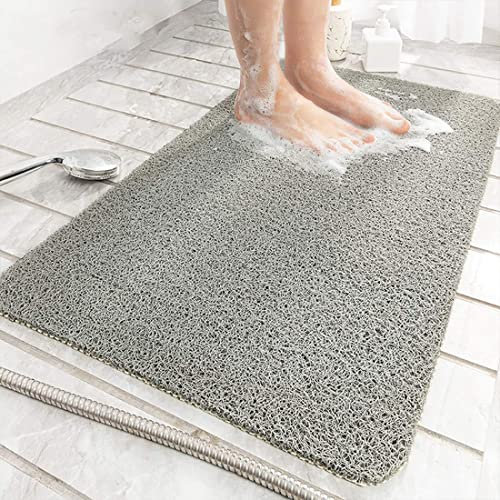 Bath Mat for Inside Shower, 40x60cm Loofah Shower Mat Non Slip Anti Mould Antibacterial Soft PVC Bath Mat for Bathroom Wet Shower Areas