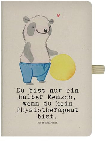 Mr. & Mrs. Panda DIN A5 Baumwoll Notizbuch Physiotherapeut Herz - Geschenk, Beruf, Notizblock, Eintragebuch, Schreibheft, Jubiläum, Schenken,