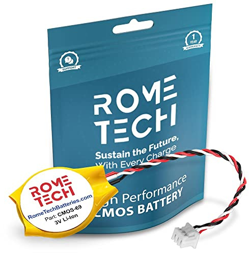 Rome Tech CR2032 CMOS BIOS Battery for Acer Aspire 4710G - Laptop Backup 3V RTC CR 2032 Battery with 3 Wire Cable