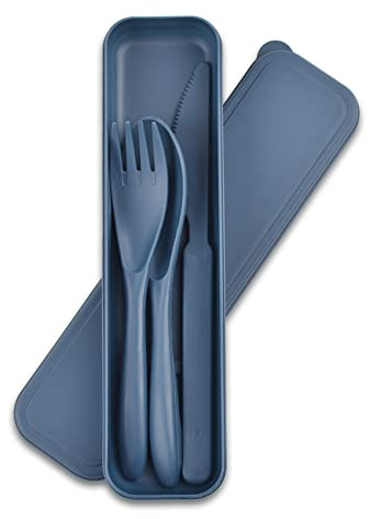 Coperto Picnic, Coperto Plastica Riutilizzabile, Posate da Tavolo, Coperto Lunch Box, per Viaggi, Picnic, Campeggio, Lavoro, Scuola o Uso Quotidiano (Blu)