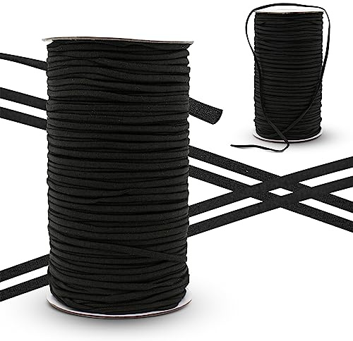 DOJA Barcelona | Gummiband | Packung 1 Spule 200 M | Schwarze Schnur elastisch | Ø 4 mm | Polyamid und Elastan | Widerstandsfähiges Gummiband | Elastische Schnur für Armbänder, Gummiseil zum Nähen.