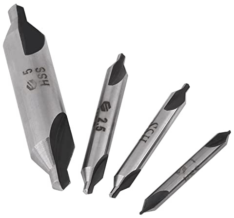 4pcs 1/2 / 2.5 / 5mm 60 Degree HSS Center Drill Bits Cente Drills Set Left Hand Spiral Centre Drills Winlaw Set Aatraay