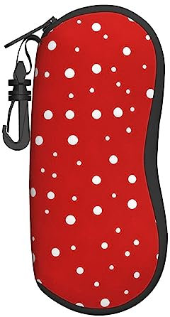 ZISHAK Twister Polka Dots Ultraleichte praktische Softshell-Brillentasche, Unisex, Schutzetui für Brillen, Rote und weiße Punkte, Einheitsgröße
