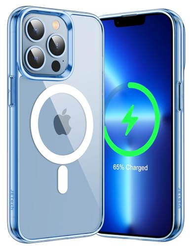 JETech Magnetische Hülle für iPhone 13 Pro, Sierrablau | Kompatibel mit MagSafe, Stoßfeste Handyhülle, Kratzfest, Transparente Rückseite
