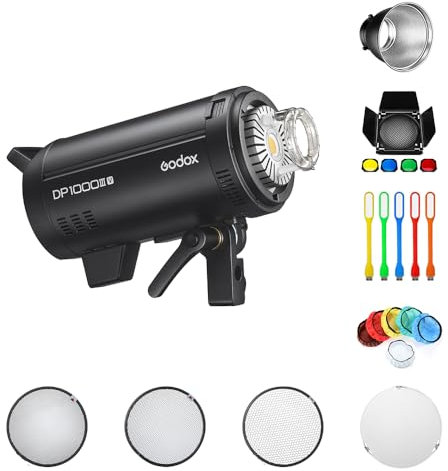 GODOX DP1000IIIV Flash de studio professionnel Lumière vidéo Bowens Mount Kit flash 1000Ws GN140 5800±200K 100-240V 61 niveaux d'intensité de flash réglables Pour la photographie de portrait en direct