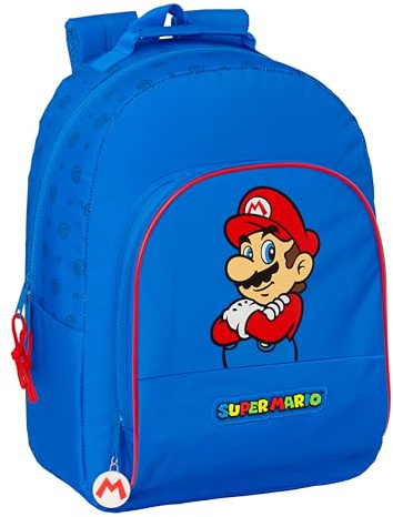 Safta M305 SUPER MARIO BROS - Mochila Escolar Adaptable a Carro, Mochila, Ideal para Niños de Diferentes Edades, Cómoda y Versátil, Calidad y Resistencia, 32x15x42 Unisex niños (Pack de 1)