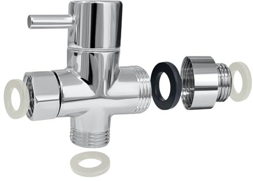 PHOEWON Shower Diverter Valve 3-Way Brass Shower Adapter Universal Shower Splitter Shower Switch Chrome, Tap Diverter for Bathroom, Kitchen