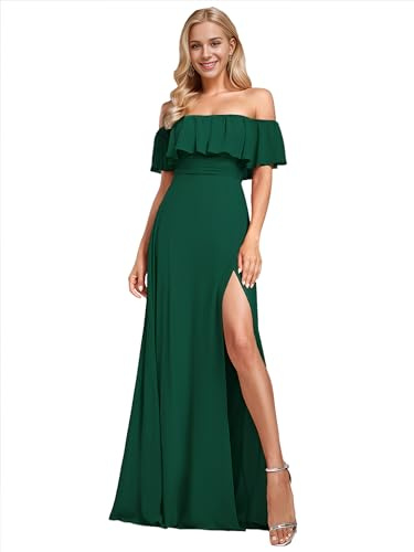 Ever-Pretty Women's Maxi Off The Shoulder Prom Bridesmaid Dress with Thigh High Slit 00969