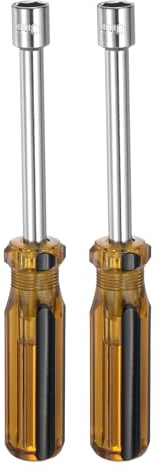 sourcing map 2pcs Metric Nut Driver 10mm 45# Carbon Steel Non-Magnetic 6 Point Hexagon Socket Wrench Screwdriver with Anti-Slip Handle for Auto Repair