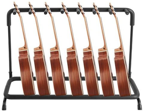 KiwiHood Faltbarer Gitarrenständer Tragbare Mehrere Gitarrenständer Metall Boden Gitarrenständer Halter 7 E-Gitarren, Akustikgitarren Stand Gepolsterte Gitarren Display Rack für Zuhause, Studio