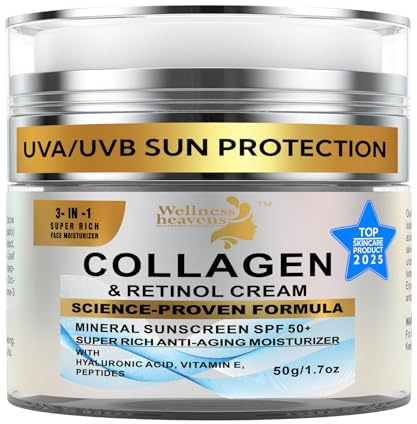 Anti-Aging Face Moisturizer for Face, Face Moisturizer with SPF, Collagen, Retinol, Hyaluronic Acid Cream, Age-Defying, Lift & Firm Cream, Sunscreen for Face, Lotion, Great for Dry, Aging Skin 1.7oz